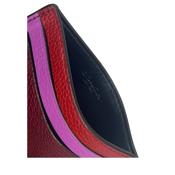 COACH Slim Id Card Case In Colorblock, Leather, Burgundy, Red, Pink, NWT - Picture 3 of 3